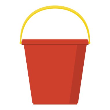 Plastic red bucket empty or with water for gardening home isolated on white background. Cartoon style. Vector illustration for any design. clipart