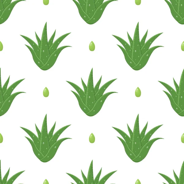 Aloe vera bitkisel kesikli kusursuz desen beyaz arka planda izole edilmiş yapraklar. Çizgi film tarzı. Herhangi bir tasarım için vektör illüstrasyonu.