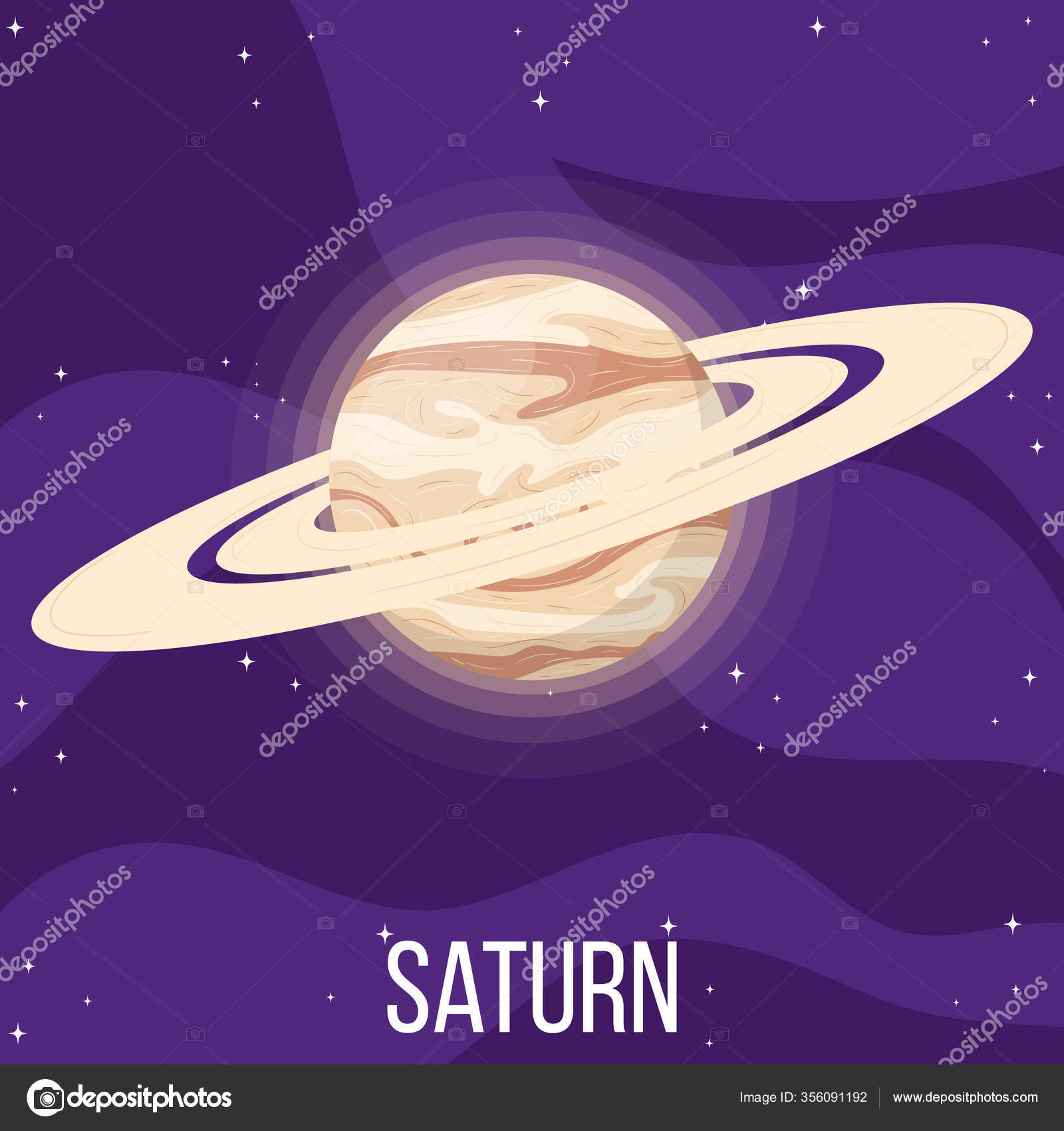 Planeta Saturno De Desenho Vetorial Colorido Em Um Espaço Profundo