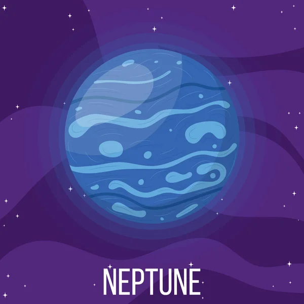 Neptunus Planeet Ruimte Kleurrijk Universum Met Neptunus Cartoon Stijl Vector — Stockvector