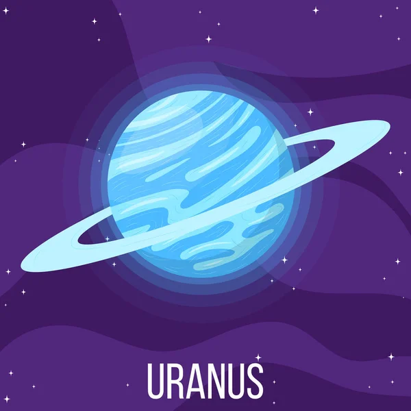 Uranus Planeet Ruimte Kleurrijk Universum Met Uranus Cartoon Stijl Vector — Stockvector