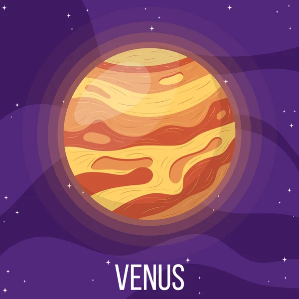 Venus Planeet Ruimte Kleurrijk Universum Met Venus Cartoon Stijl Vector — Stockvector