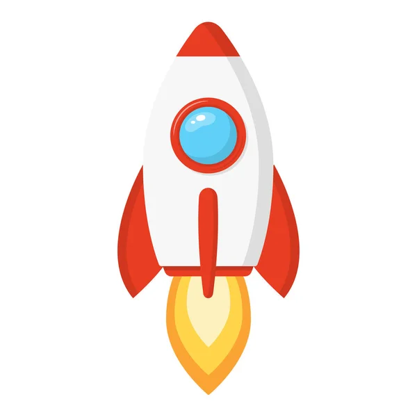Raketa Loď Kresleném Stylu Izolované Bílém Pozadí Odpálení Rakety Spuštění — Stockový vektor