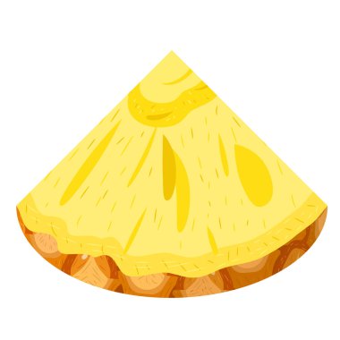 Beyaz arka planda izole edilmiş taze kesilmiş ananas meyvesi. Sağlıklı yaşam için yaz meyveleri. Organik meyve. Çizgi film tarzı. Herhangi bir tasarım için vektör illüstrasyonu.