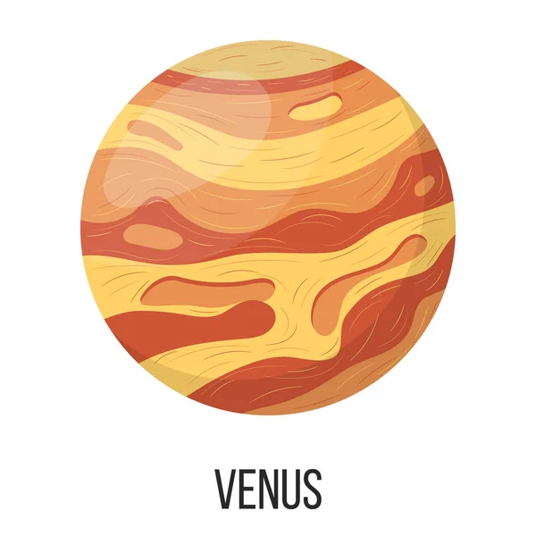 Venus Planeet Geïsoleerd Witte Achtergrond Planeet Van Het Zonnestelsel Cartoon — Stockvector