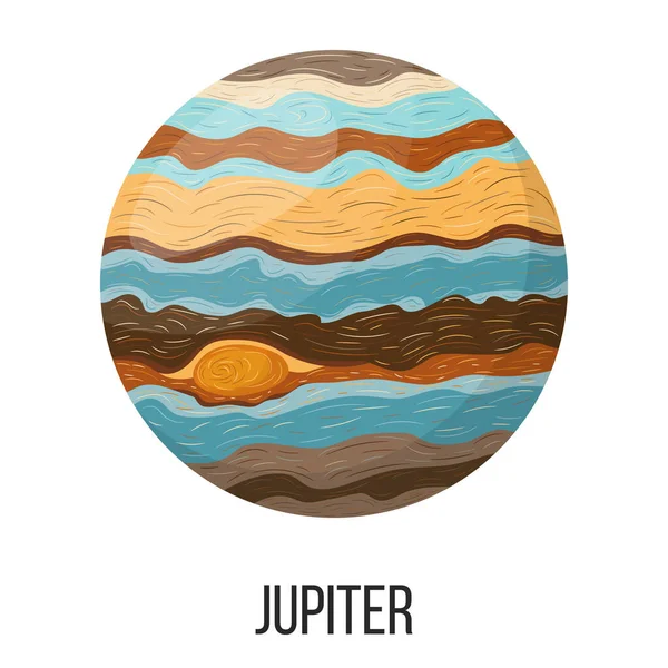 Planeta Júpiter Aislado Sobre Fondo Blanco Planeta Del Sistema Solar — Vector de stock