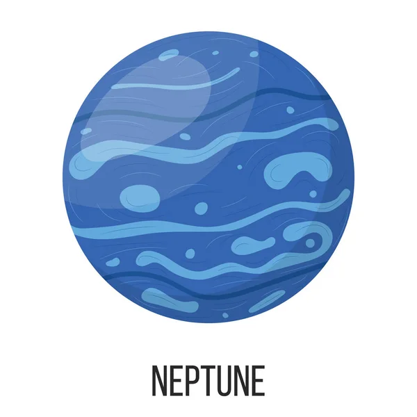 Neptune Planet Isolated White Background Planet Solar System Cartoon Style — Stock Vector