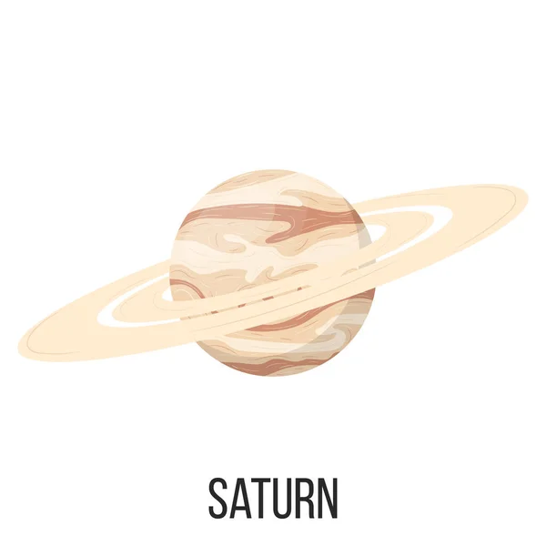 Saturnus Planeet Geïsoleerd Witte Achtergrond Planeet Van Het Zonnestelsel Cartoon — Stockvector