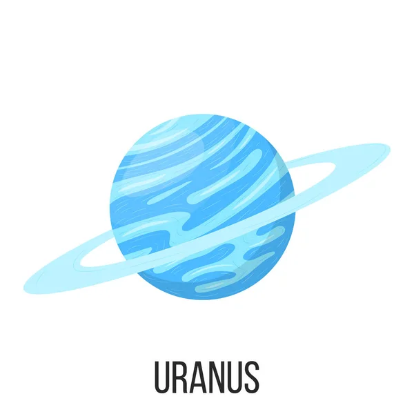 Uranus Planeet Geïsoleerd Witte Achtergrond Planeet Van Het Zonnestelsel Cartoon — Stockvector