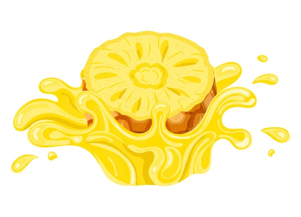 Fresh Pineapple Yellow Juice Splash Burst Isolated White Background Summer — Stock Vector