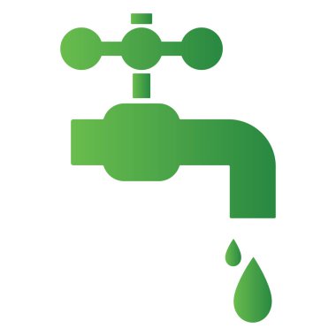 Yeşil su musluğu simgesi beyaz arkaplanda izole edildi. Çevre konsepti. Herhangi bir tasarım için vektör illüstrasyonu.