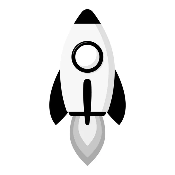 Black White Rocket Ship Isolated White Background Space Rocket Launch — Stock Vector