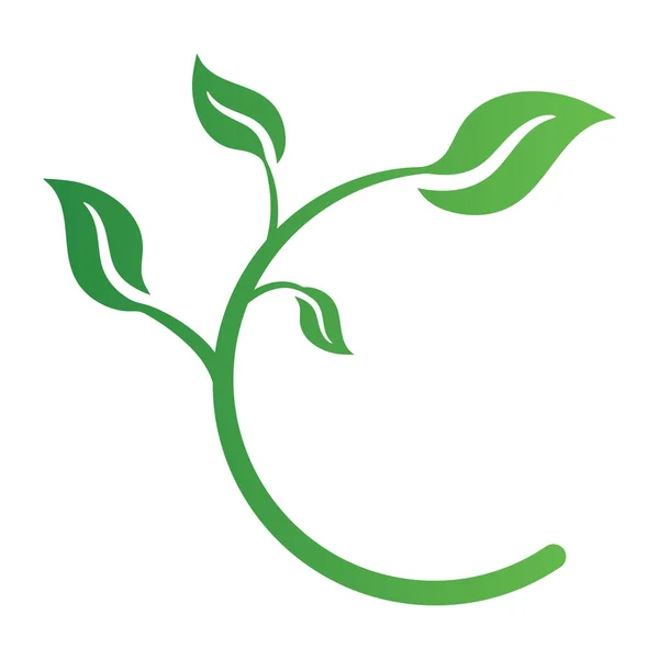 Gröna Blad Logotyp Isolerad Vit Bakgrund Miljömärkning Hälsosam Ekologisk Naturlig — Stock vektor