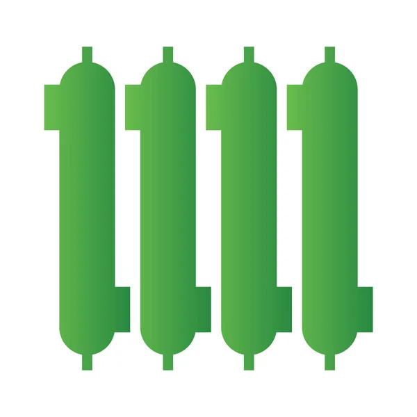 Groene Radiator Verwarming Pictogram Geïsoleerd Witte Achtergrond Milieuconcept Vector Illustratie — Stockvector