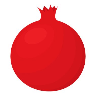 Taze parlak egzotik bir nar beyaz arka planda izole edilmiş. Sağlıklı yaşam için yaz meyveleri. Organik meyve. Çizgi film tarzı. Herhangi bir tasarım için vektör illüstrasyonu.