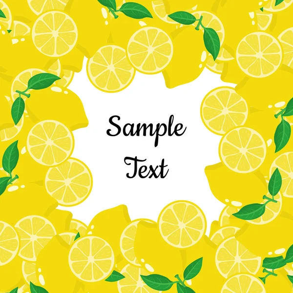 Rámeček Pozadí Žlutého Citronu Ovoce Prostorem Pro Text Kreslené Organické — Stockový vektor