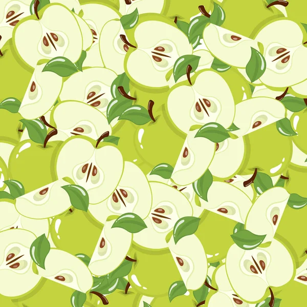 Hintergrund Sind Grüne Äpfel Bio Obst Cartoon Stil Vektor Illustration — Stockvektor