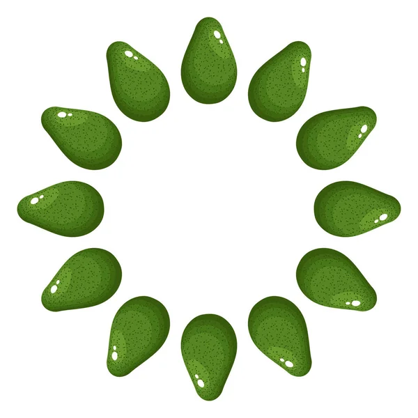Kranz Aus Grüner Avocado Mit Platz Für Text Cartoon Bio — Stockvektor