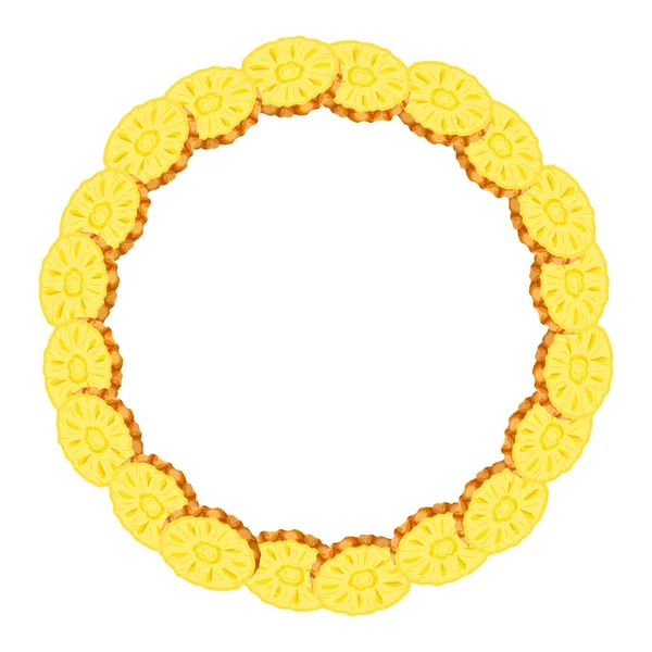 Wreath Cut Rings Pineapple Space Text Cartoon Organic Sweet Food — Stock Vector