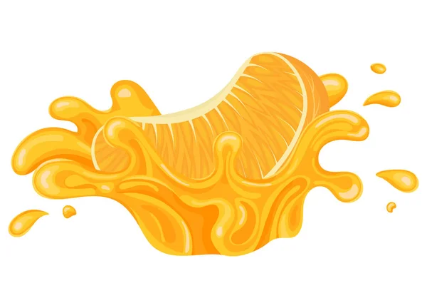 Fresh Bright Orange Mandarin Tagerine Juice Splash Burst Isolated White — Stock Vector