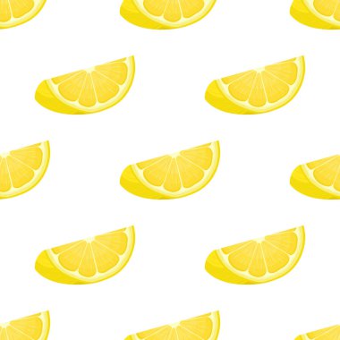 Pürüzsüz desenli, parlak egzotik kesimli beyaz arka planda limon meyvesi dilimi. Sağlıklı yaşam için yaz meyveleri. Organik meyve. Çizgi film tarzı. Herhangi bir tasarım için vektör illüstrasyonu.