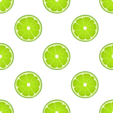 Kusursuz desenli, parlak egzotik kesimli beyaz arka planda dilimlenmiş limon meyvesi. Sağlıklı yaşam için yaz meyveleri. Organik meyve. Çizgi film tarzı. Herhangi bir tasarım için vektör illüstrasyonu.