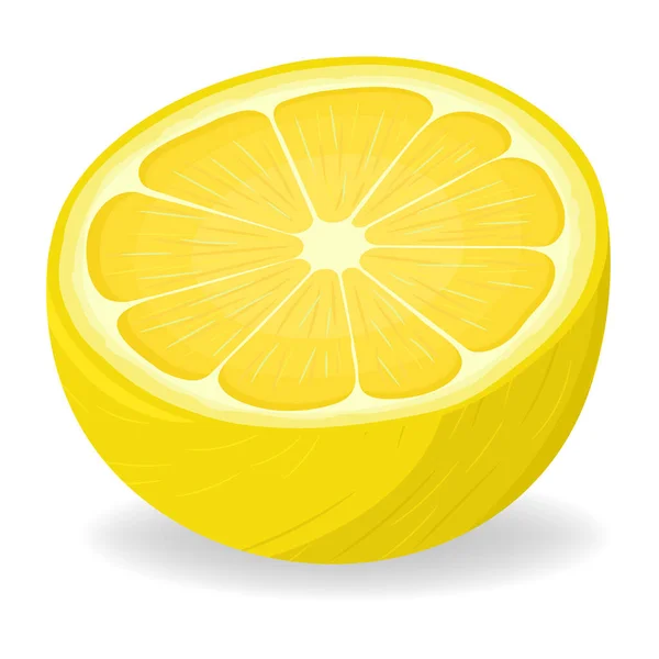 Beyaz Arka Planda Izole Edilmiş Taze Parlak Egzotik Yarım Limon — Stok Vektör