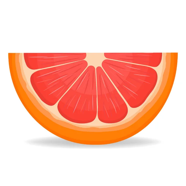 Verse Heldere Exotische Gesneden Plak Grapefruit Geïsoleerd Witte Achtergrond Zomervruchten — Stockvector