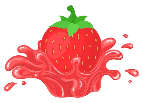Segar Cerah Strawberry Jus Percikan Meledak Terisolasi Pada Latar Belakang - Stok Vektor