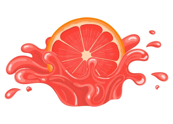 Frischer Heller Halber Geschnittener Grapefruitsaft Platzt Isoliert Auf Weißem Hintergrund Stockillustration