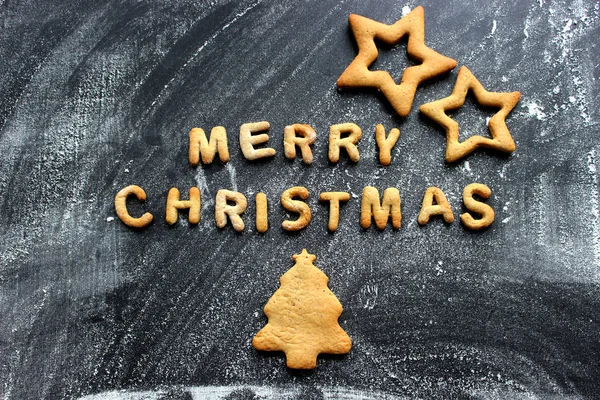 Pişmiş Mektuplar Mutlu Noeller Yıldızlar Kar Taneleri Zencefilli Tebrik Kartı Stok Resim