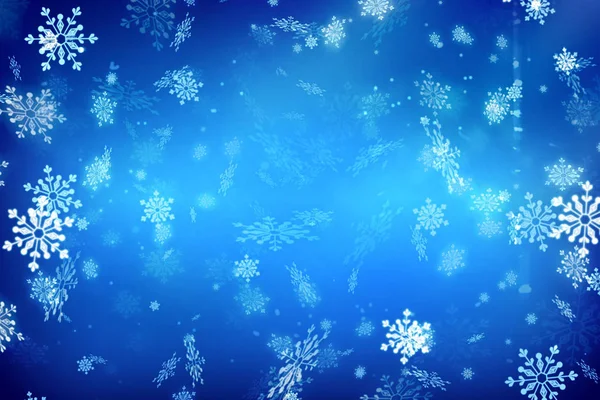 Niebieskie Tło Świąteczne Święta Dekoracja Świąteczna Płatkami Śniegu Niebieskim Tle — Zdjęcie stockowe
