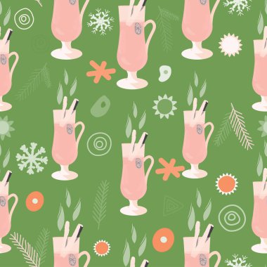 Sıcak şarap ve baharatlı kahverengi siluetli bardaklar.