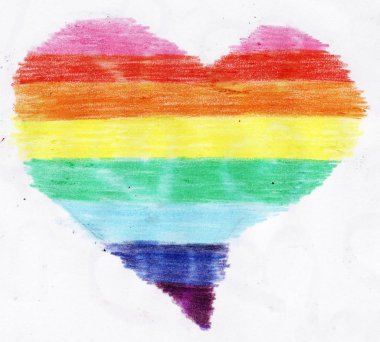 Lgbt kalp çizimi. Gökkuşağı kalbi soyut resim