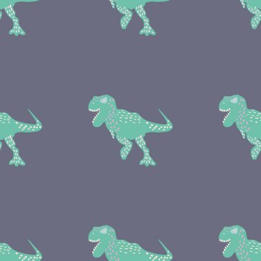 Turkuaz dinozor gri üzerinde pürüzsüz desen.
