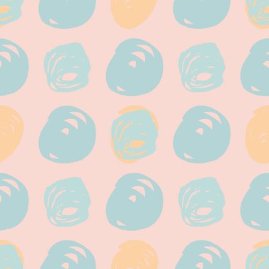 Pastel krem üzerine turkuaz soyut modern dikişsiz desen.