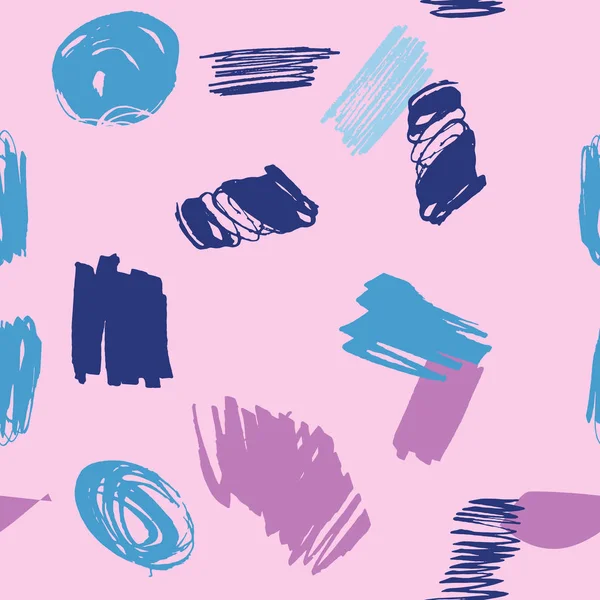 Színes ecsetvonások rózsaszín trendi varrat nélküli minta kézzel rajzolt textúra háttér. — Stock Vector