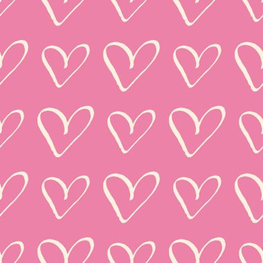 Pembe, modaya uygun, pürüzsüz desenli romantik sevgililer günü arkaplanındaki pastel kremalı kalpler.
