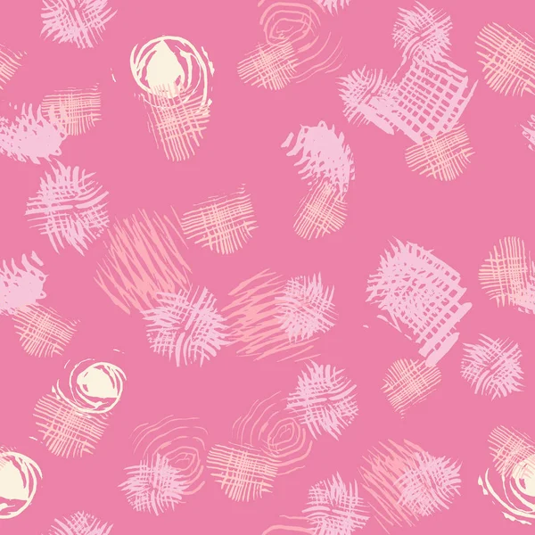 Pink abstract shapes seamless pattern with hand drawn texture pastel color background. — 스톡 벡터