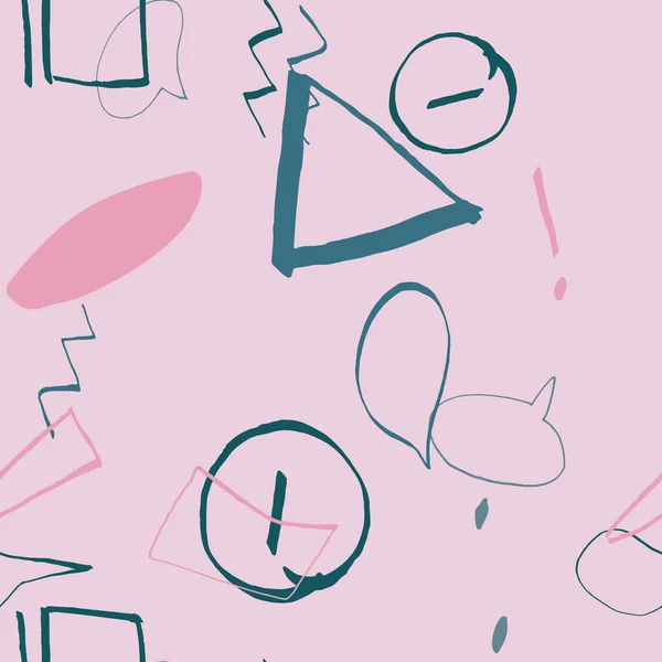 粉红现代无缝图案上的粉红和茶色几何形状 — 图库矢量图片
