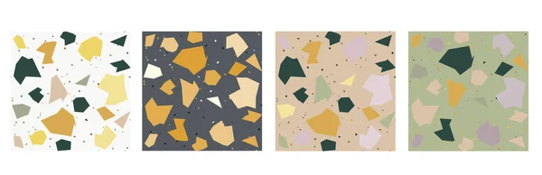 Coleção de padrão sem costura terrazzo fragmentos de granito na moda cenário criativo . — Vetor de Stock