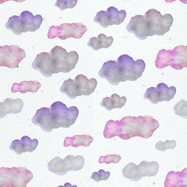 Pink and blue clouds pattern on white background