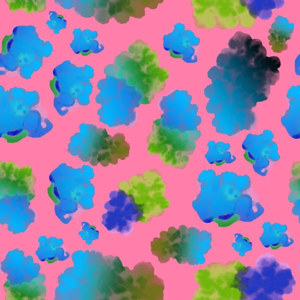 Blå moln mönster på rosa sömlös mönster — Stockfoto