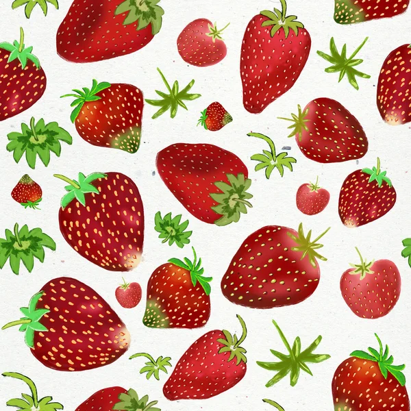 Fragole disegnate a mano modello senza cuciture . — Foto Stock