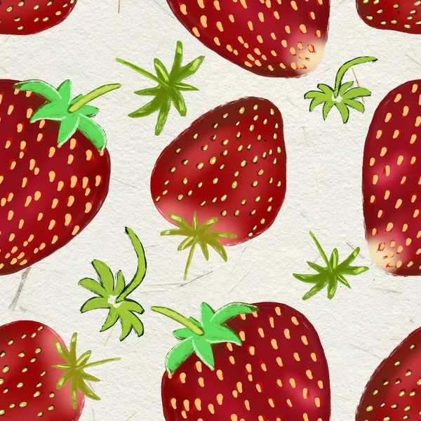 Hand drawn strawberries on white seamless pattern