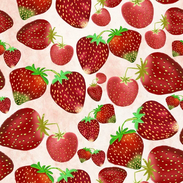 Simple small hand drawn strawberries seamless pattern. — Stock Photo, Image