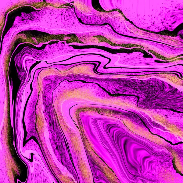 Яркий пурпурный с золотым современным фоном. Мраморная живопись . — стоковое фото