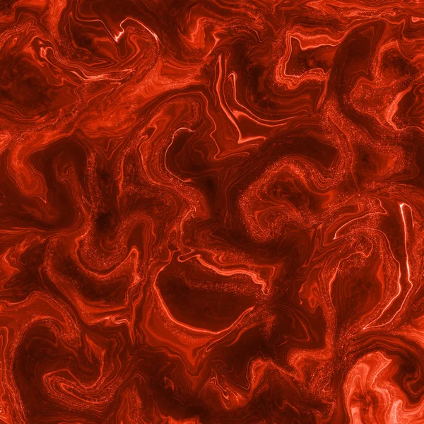 Exuberante mármol de lava remolinos de fondo moderno. Mezcla de ardientes pinturas de color naranja y rojo intenso . —  Fotos de Stock