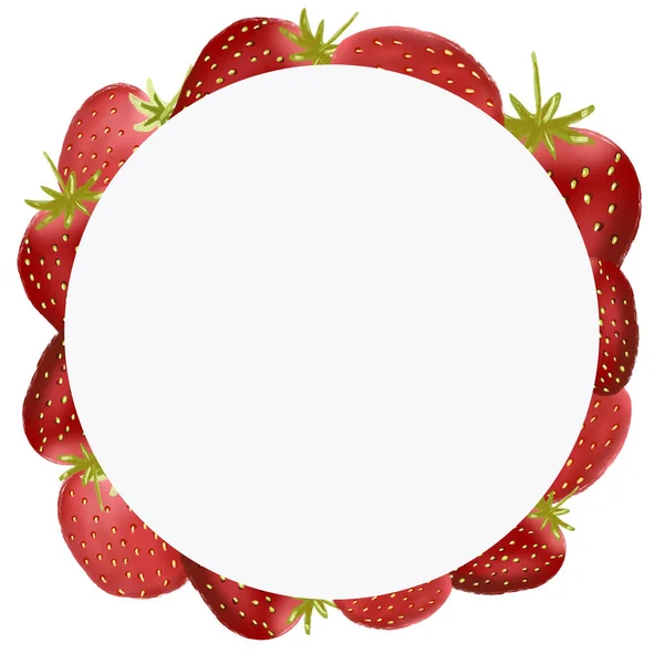 Garden Strawberry wreath isolated on white background. — ストック写真