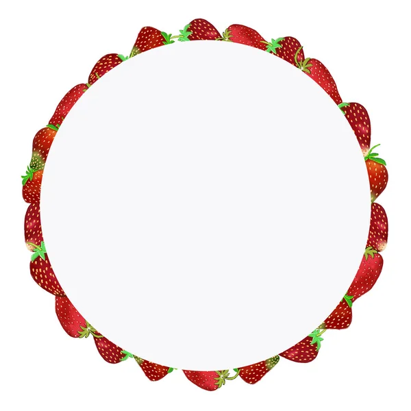 Garden Strawberries wreath isolated on white background. — ストック写真